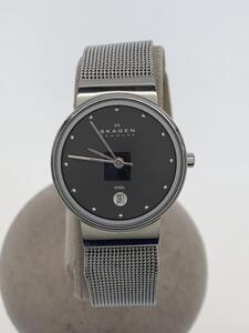 SKAGEN◆クォーツ腕時計/アナログ/ステンレス/BLK/SLV