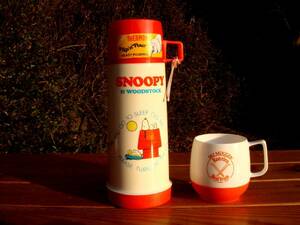 入手困難★デッドストック【THERMOS】お宝サーモス★Snoopy & WoodstockプリントボトルR★稀少Made in U.S.A.♪