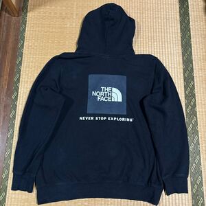 THE NORTH FACE バクプリ入り スクエア ロゴ 裏起毛 スウェット パーカー 黒XL レア ノースフェイス