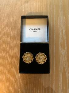 CHANEL★シャネル ココマーク イヤリング ラインストーン ゴールド ヴィンテージ★USED良品★送料込み♪