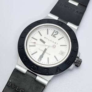 【稼働】1〜BVLGARI ブルガリ アルミニウム AL38A シルバーダイヤル メンズ 自動巻き デイト アンティーク 時計