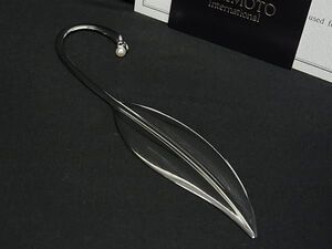 ■極美品■ MIKIMOTO ミキモト 本真珠 アコヤ真珠 パール 約4mm ブックマーク ブックマーカー 栞 しおり シルバー系 DG4695