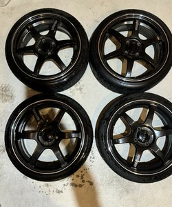 【個人出品】レイズ　ボルクレーシング　RAYS VOLK RACING G2 PROGRESSIVE MODEL 鍛造ホイール16×5.5J PCD100タイヤ付4本セット　軽四など