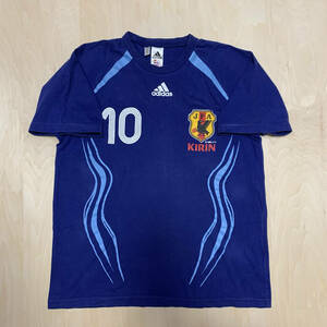 即決！ 2006 06 ドイツW杯 日本代表 ユニフォーム Tシャツ アディダス キリン 勝ちT L 半袖 非売品 応援用 炎 ドーハ カズ 中田 中村