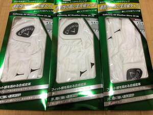 ・スピード発送 Callaway(キャロウェイ)ALL WEATHER GLOVE 20 JM ゴルフ グローブ 左手着用 (ホワイト)２４ＣＭ 3点セット