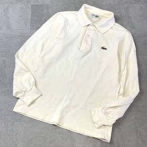 80‘s CHEMISE LACOSTE シュミーズラコステ フレンチタイプ 鹿の子 半袖 ポロシャツ メンズ サイズ2 ライトベージュ