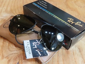 ★タグ＆箱付デッドストック！ Ray Ban/レイバンのサングラス オールブラック アウトドアーズマン ヴィンテージ★