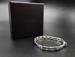 希少 GUCCI／グッチ Gモチーフ ロゴ入り チェーンブレスレット バングル SV925