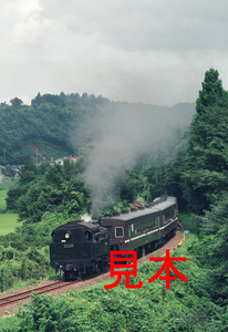 鉄道写真、6x9ネガデータ、105582000002、C12-66＋50系、真岡鐵道、茂木～天矢場、1994.08.12、（4666×3202）