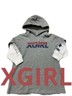 美品 Xgirl エックスガール パーカー フーディー 七分袖 グレー