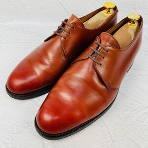 【良品】Crockett&Jones クロケットアンドジョーンズ ダートマウス プレーン 外羽根 赤茶 バーガンディ 6.5 25cm ビジネス ドレス