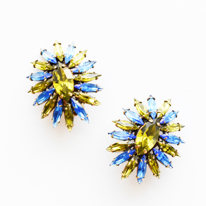 Robert Vintage　1950’s　khaki × blue　rhinestone earrings