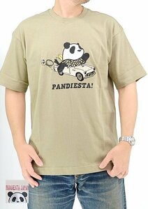 オープンカーパンダ半袖Tシャツ◆PANDIESTA JAPAN カーキMサイズ 554321 パンディエスタジャパン ユニセックス