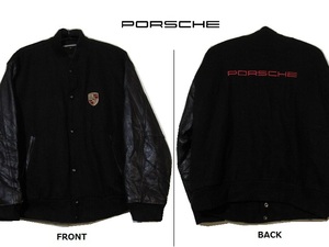 ★ レア♪ PORSCHE ポルシェ 袖革スタジャン MADE IN U.S.A. ★　オールド 現状　　　　検(bmwレクサスtrdホンダjpsフェラーリf1ロータス)