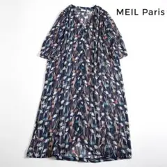 355u*美品 メイルパリス MEIL Paris フラワー シアーワンピース.