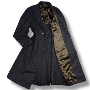 極美品 希少XXL【極上カシミヤ】アルマーニコレツィオーニ 131 ARMANI COLLEZIONI チェスターコート ステンカラー ロング丈 ウール 52 濃灰