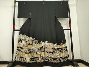 平和屋着物●高級染元　粋峰　林芳夫　京加賀友禅　黒留袖　刺繍　祇園祭　金彩　正絹　逸品　AAAO1234ck