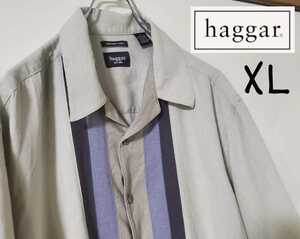 510/ haggar 半袖 切り替えシャツ オープンシャツ 麻レーヨン / XL / ネコポス可