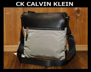 送料無料 即決【未使用】 CK CALVIN KLEIN ★ 日本製 牛革 ナイロン ショルダーバッグ ★ カルバンクライン 809122 定価2万6400円 併