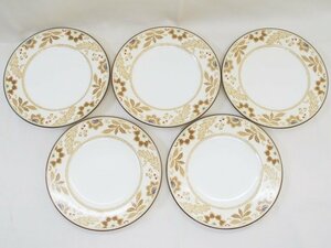 中古【Noritake ノリタケ】LEGEND IN BROWN レジェンドインブラウン 18cmケーキ皿 5枚セット プレート ディッシュ 4544