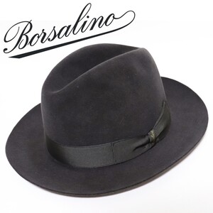 《Borsalino ボルサリーノ》新品 イタリア製 秋冬 はっ水加工 レインプルーフ 高級ラビットファーフェルトハット ウールハット 56 S0867