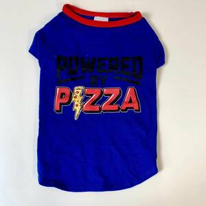 PUP CREW (ピザ) powered by pizza 犬用服 Mサイズ 夏用 袖有り 青 ペット用品