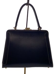 DELVAUX◆ハンドバッグ/レザー/BLK/無地