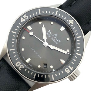 ブランパン BLANCPAIN フィフティファゾムス 5100B-1110-B52A グレー SS/革ベルト 腕時計 メンズ 中古