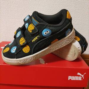 プーマPUMA黒SESAME50周年記念STREETコラボSUEDEスウェード16cmスエード370343-01クッキーモンスター16㎝セサミストリートKIDSキッズSUEDE