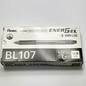 【新品未使用】【廃番】【希少品】文具店在庫品 ぺんてる エナージェル BL107 ノック式 黒 5本 0.7mm z0045