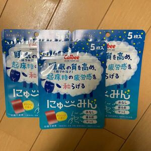 ☆カルビー☆にゅ〜みん☆3袋☆15枚☆睡眠の質を高め起床時の疲労感を和らげる☆