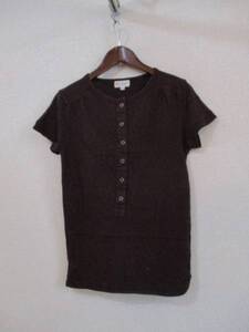 GreenGate（アローズ）茶ヘンリーネックTシャツ（USED）21016