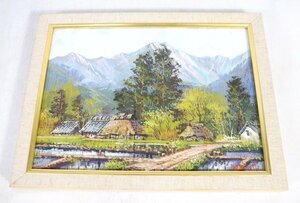 【ト足】 【真作】 竹内敏彦　安曇野風景 油絵　油彩　絵画　油彩画　額縁付き　風景画　美術品 CA317CAA1H