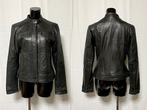 USED ☆ カルバンクライン ☆ レディース レザー ライダース ジャケット ブラック XS