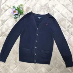 RALPH　LAUREN　刺繍入りカーディガン　ネイビー　170