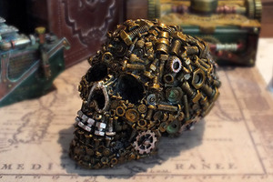 スチームパンクスカルヘッド Steampunk Nuts ＆ Bolts Skull