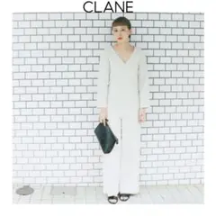 CLANE リラックスVネックジャンプスーツ　クラネ　アイボリー　オールインワン