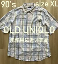 90s old UNIQLO オールド ユニクロ チェック シャツ 紺タグ 美品