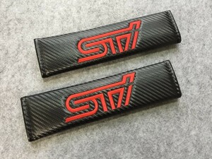 ★スバル SUBARU STI★ シートベルトパッド 自動車 2個セット ショルダーカバー 肩パット 刺繍入り シートベルトショルダー