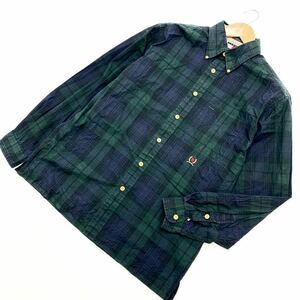 90s ★ TOMMY HILFIGER グリーン マドラスチェック ボタンダウン シャツ M ストリート アメカジ ビンテージ トミーヒルフィガー■EF124