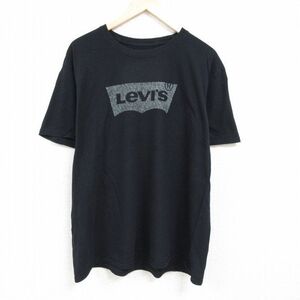 XL/古着 リーバイス Levis 半袖 ブランド Tシャツ メンズ ビッグロゴ 大きいサイズ コットン クルーネック 黒 ブラック 24ju