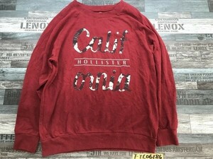 HOLLISTER ホリスター メンズ ロゴプリント スウェットトレーナー 薄手 S 赤