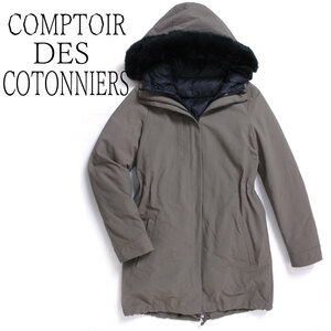 COMPTOIR DES COTONNIERS ラビットファー3WAY ダウンコート モッズコート size7 コントワーデコトニエ ダウンコート