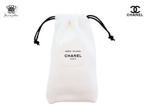 シャネル ノベルティ 巾着ポーチ リヴィエラ PARIS-RIVIERA コットン ホワイト CHANEL PARFUMS【Used 開封品】