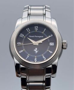 中古 ジラールペルゴ GIRARD- PERREGAUX フェラーリ 8025 デイト 黒 ブラック文字盤 SS ステンレス 自動巻き レディース 腕時計