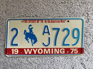☆ アメリカ　★建国200年記念★ ワイオミング州 発行 Wyoming ナンバープレート (2 AJ729)