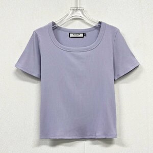 希少ヨーロッパ製※定価2万◆ブルガリア発※RISELIN 半袖Tシャツ 通気 薄手 スリム フィット 無地 サマーニット ショート丈 レディース L