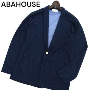 ABAHOUSE アバハウス 通年 ショールカラー カーディガン 羽織り Sz.48　メンズ ネイビー　C4T01196_2#F