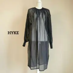 HYKE ハイク トップス ロング ワンピース シアー シフォン ブラック 長袖