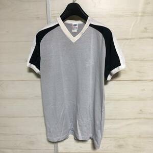 USA製 オレンジタグ NIKE ナイキ ラグラン Tシャツ 灰×黒×白 L 管理B638